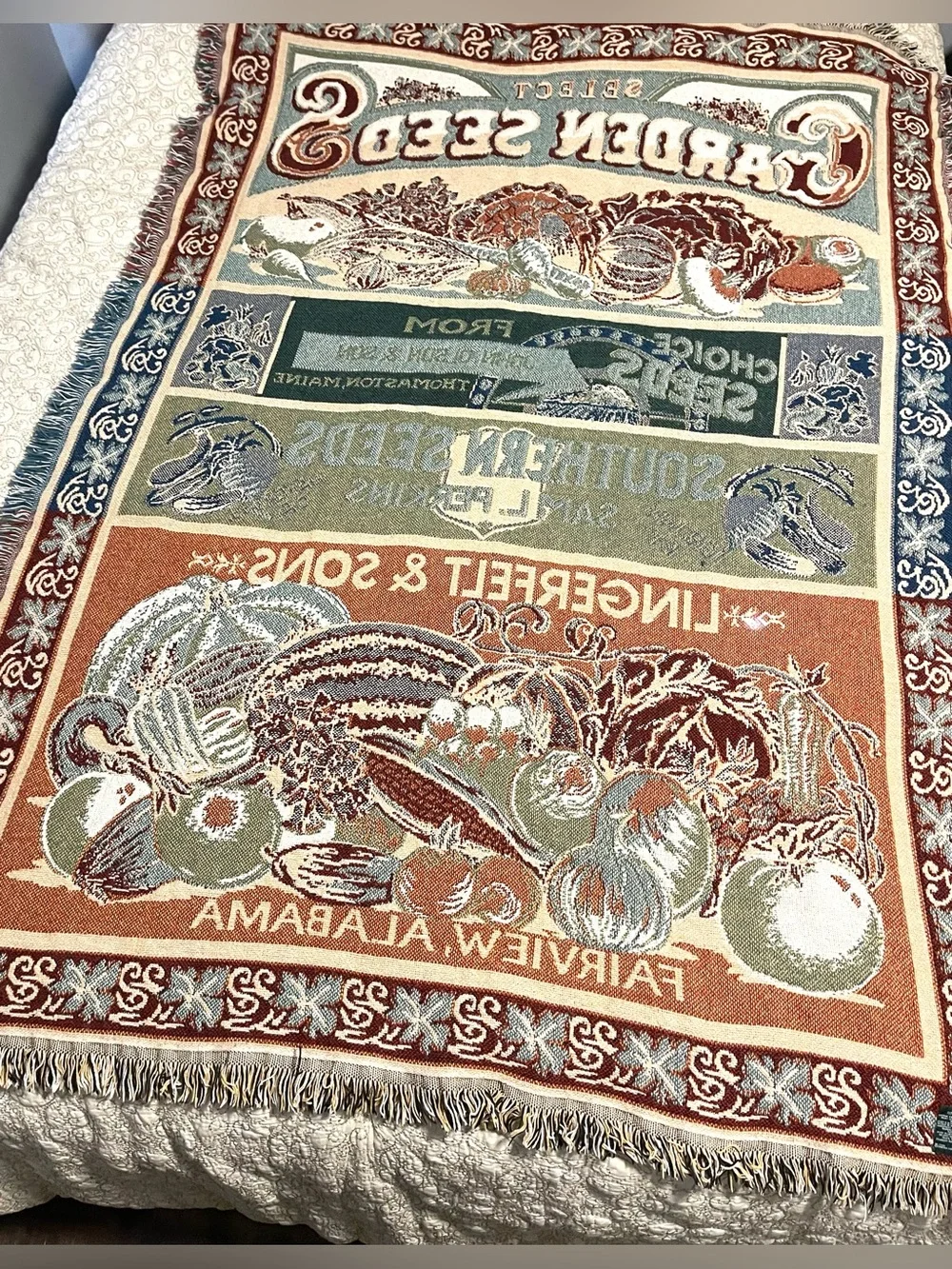 Goodwin Weavers Tapestry Blanket Garden Seed Box Vintage Cottage Core